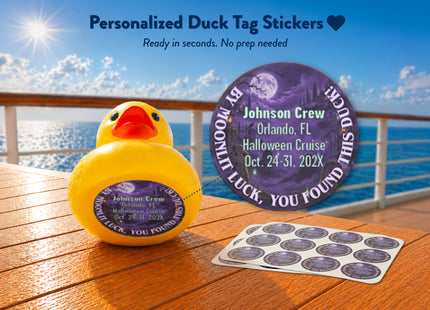 Duck Tag Stickers - Purple Moonlit Graveyard Theme