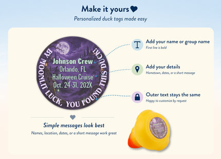 Duck Tag Stickers - Purple Moonlit Graveyard Theme