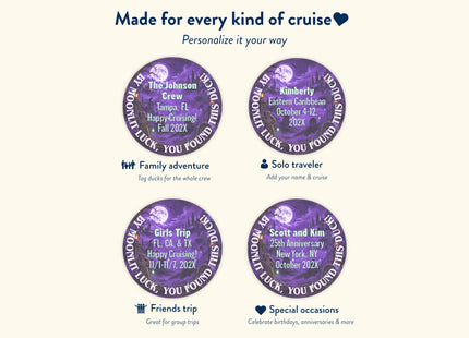Duck Tag Stickers - Purple Moonlit Graveyard Theme