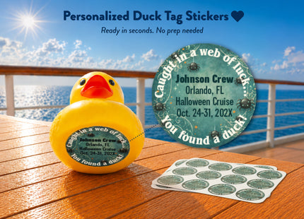 Duck Tag Stickers - Mystic Green Spiderweb Theme