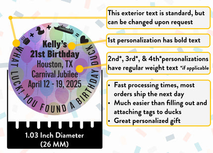 Duck Tag Stickers - Birthday Balloon Background Holographic