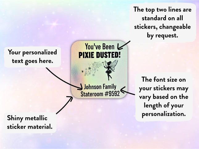 Pixie Dust / Fish Extender Gift Tags - Square Holographic Stickers You've Been Pixie Dusted Fairy