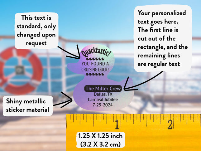 Duck Tag Stickers - Holographic Duck Shaped