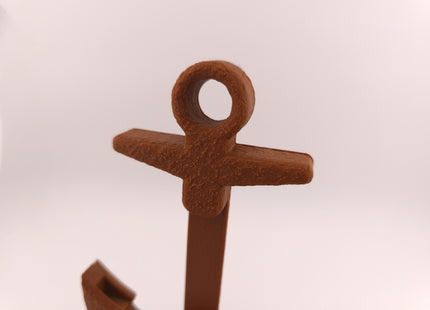 Business Card Holder - Rusty Ships Anchor With Black Wood Grain Base