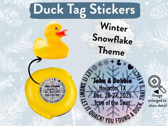 Duck Tag Stickers - Winter Snowflake Theme
