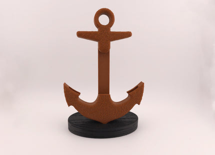 Business Card Holder - Rusty Ships Anchor With Black Wood Grain Base