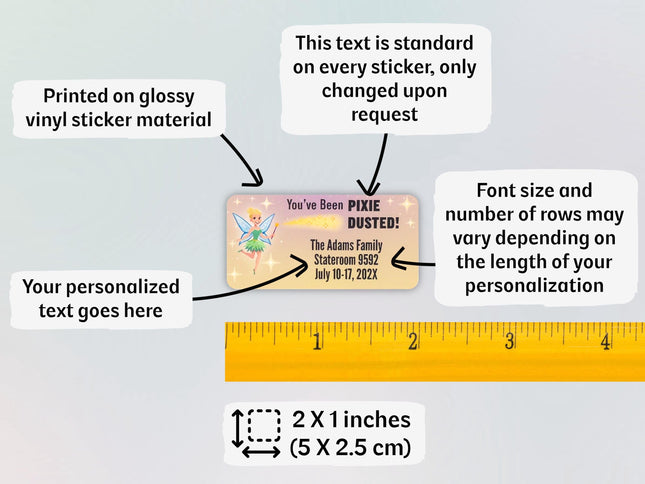 Pixie Dust / Fish Extender Gift Tags - Rectangle Full Color Stickers You've Been Pixie Dusted Fairy