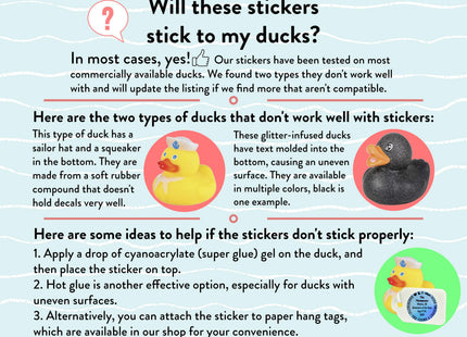 Duck Tag Stickers - Purple 80's Theme