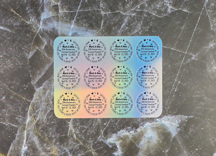 Duck Tag Stickers -  Holographic Hearts