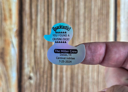 Duck Tag Stickers - Holographic Duck Shaped