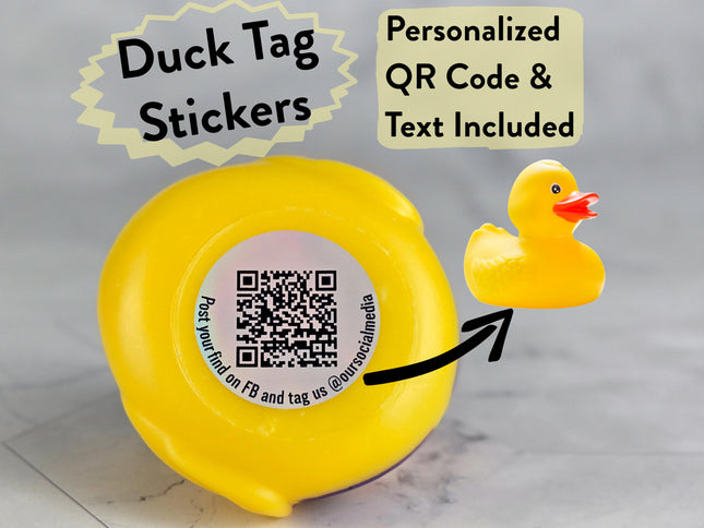 Duck Tag Stickers - Custom QR Code and Personalized Text