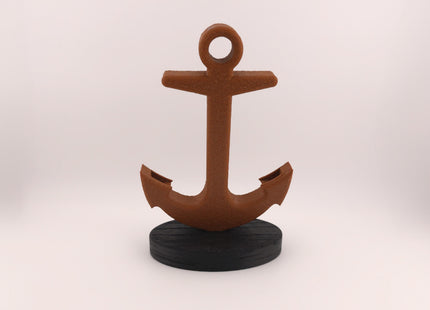 Business Card Holder - Rusty Ships Anchor With Black Wood Grain Base
