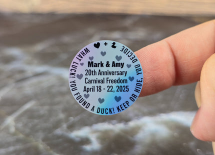 Duck Tag Stickers -  Holographic Hearts