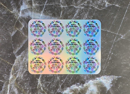 Duck Tag Stickers - Birthday Balloon Background Holographic