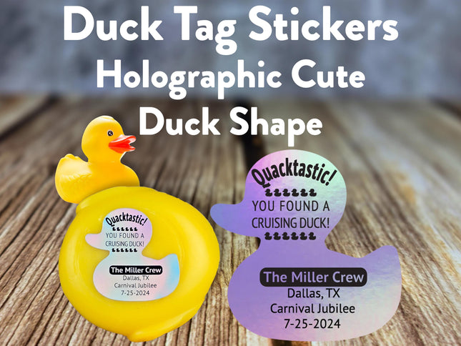 Duck Tag Stickers - Holographic Duck Shaped