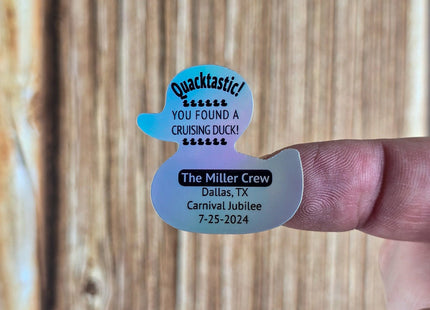 Duck Tag Stickers - Holographic Duck Shaped