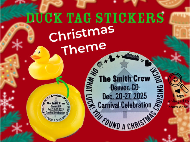 Duck Tag Stickers - Holographic Christmas Tree Theme