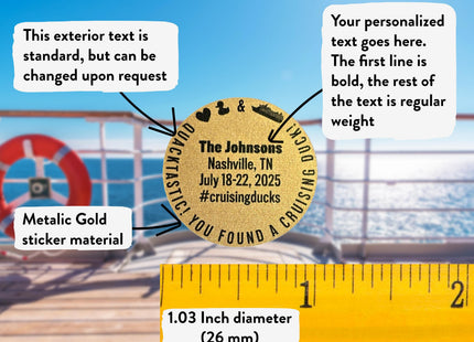 Duck Tag Stickers - Metallic Gold Heart, Duck & Ship Logos