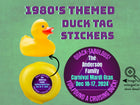 Duck Tag Stickers - Purple 80's Theme