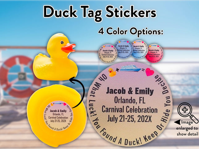 Duck Tag Stickers - Full Color Gradient Duck + Cruise = Heart
