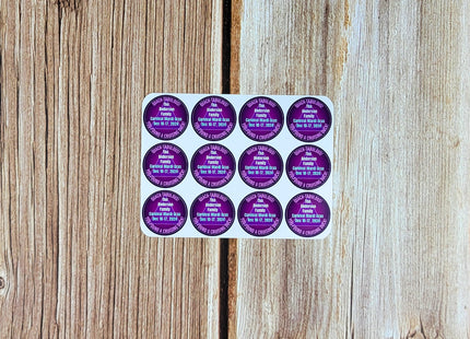 Duck Tag Stickers - Purple 80's Theme