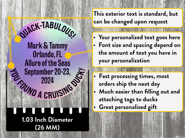 Duck Tag Stickers - Minimalist Text Only Design