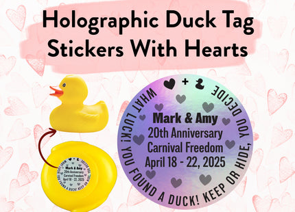 Duck Tag Stickers -  Holographic Hearts