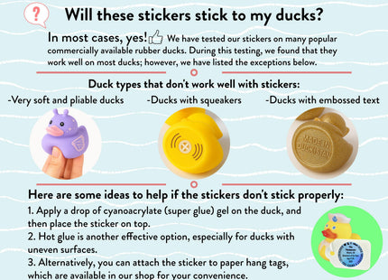 Duck Tag Stickers - Nautical Green and Pink