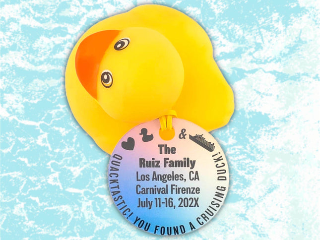 Duck Hang Tag - Round Gradient Background Heart, Duck & Ship Logos