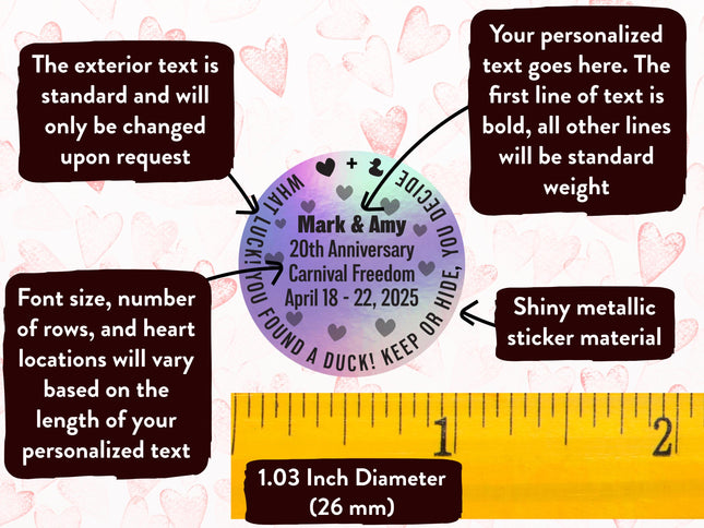 Duck Tag Stickers -  Holographic Hearts