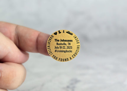 Duck Tag Stickers - Metallic Gold Heart, Duck & Ship Logos