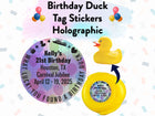 Duck Tag Stickers - Birthday Balloon Background Holographic