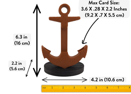 Business Card Holder - Rusty Ships Anchor With Black Wood Grain Base