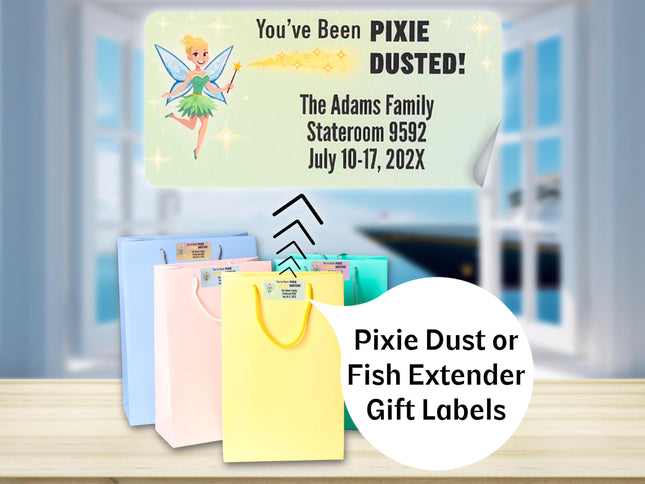 Pixie Dust / Fish Extender Gift Tags - Rectangle Full Color Stickers You've Been Pixie Dusted Fairy