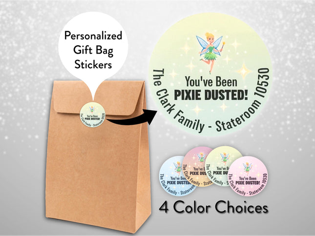 Pixie Dust / Fish Extender Gift Tags - Round Full Color Stickers You've Been Pixie Dusted Fairy