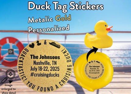 Duck Tag Stickers - Metallic Gold Heart, Duck & Ship Logos
