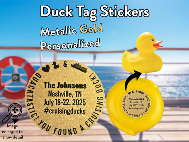 Duck Tag Stickers - Metallic Gold Heart, Duck & Ship Logos