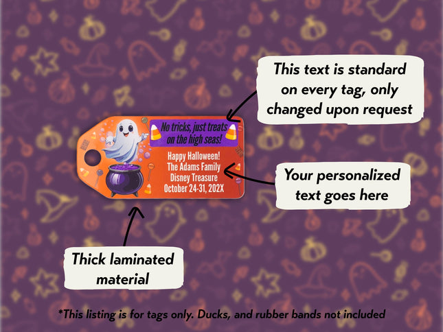 Duck Hang Tag - Halloween Cute Ghost and Candy Theme