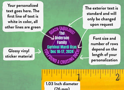Duck Tag Stickers - Purple 80's Theme