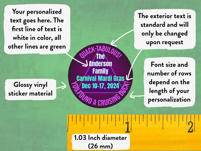 Duck Tag Stickers - Purple 80's Theme