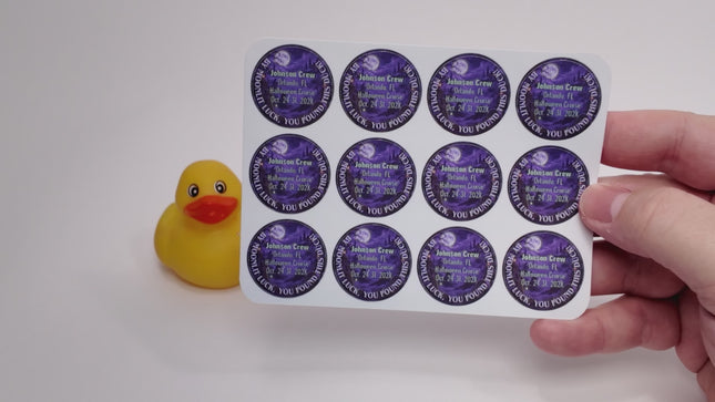 Duck Tag Stickers - Purple Moonlit Graveyard Theme
