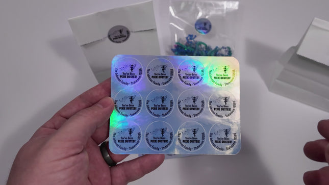 Personalized Pixie Dust Gift Bag Stickers - Holographic Fairy Magic Wand