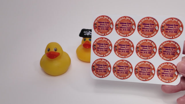 Duck Tag Stickers - Happy Ghost and Skeleton Trick-or-Treat Theme