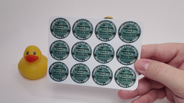 Duck Tag Stickers - Mystic Green Spiderweb Theme